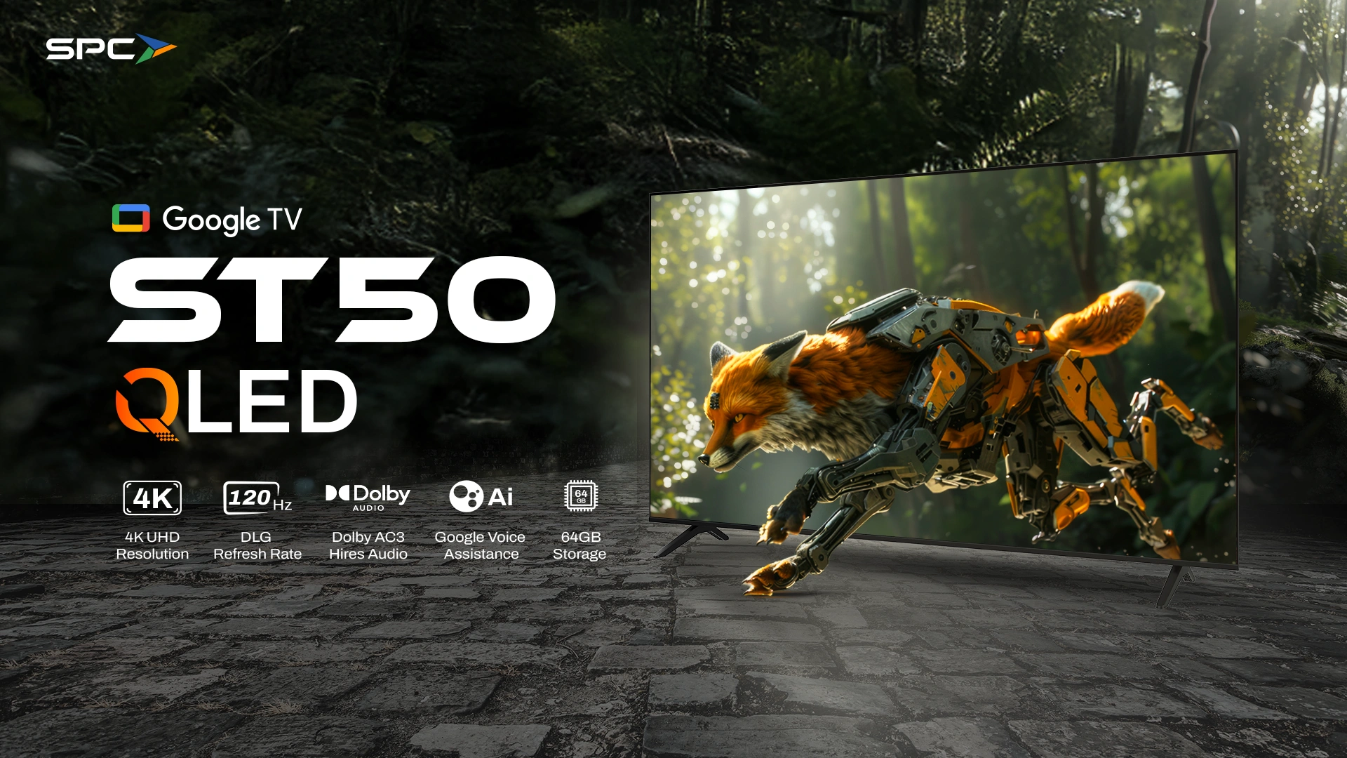 Google TV ST50 QLED SPC Indonesia - Smart TV QLED 50 Inch dengan Google Voice Assistance dan Dolby Audio