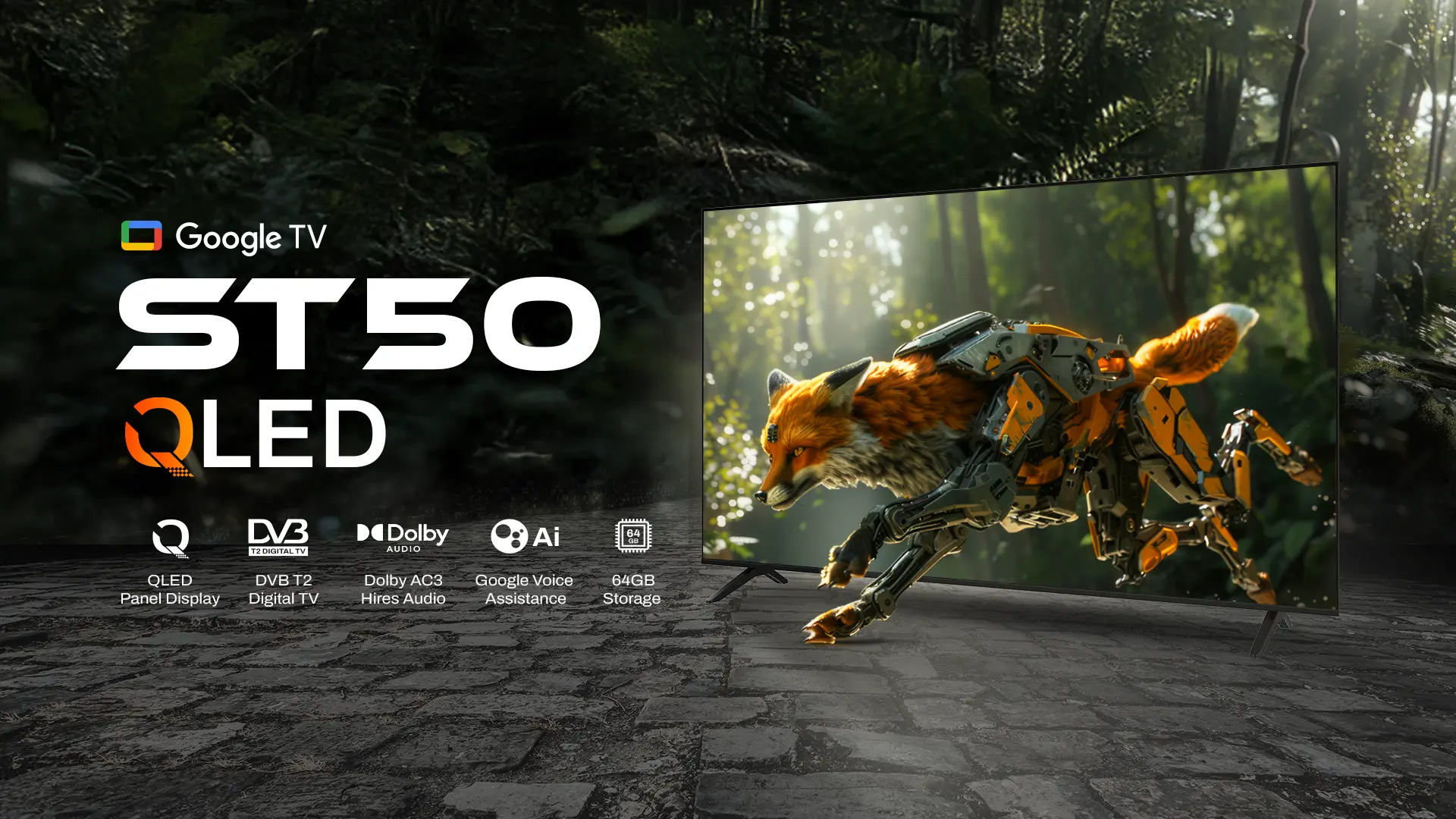 Google TV ST50 QLED SPC Indonesia - Smart TV QLED 50 Inch dengan Google Voice Assistance dan Dolby Audio