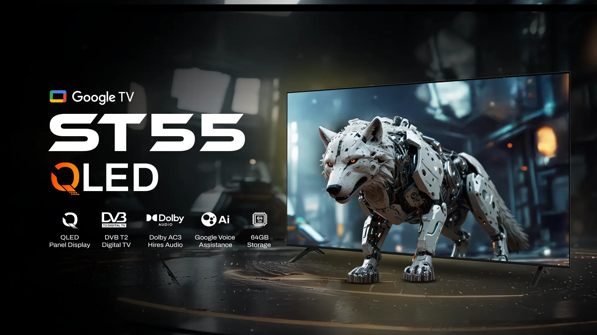 Google TV ST55 QLED SPC Indonesia - Smart TV QLED 55 Inch dengan Google Voice Assistance dan Dolby Audio