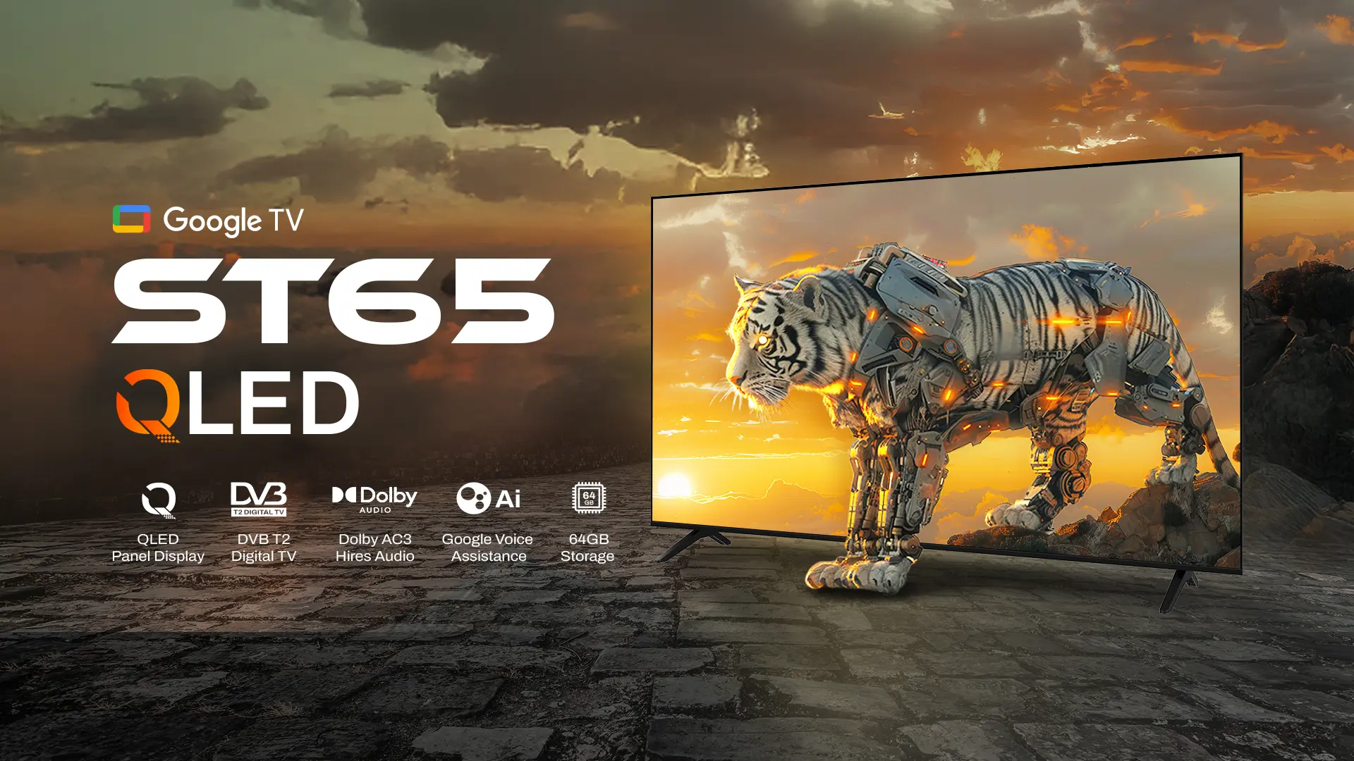 Google TV ST65 QLED SPC Indonesia - Smart TV QLED 65 Inch dengan Google Voice Assistance dan Dolby Audio