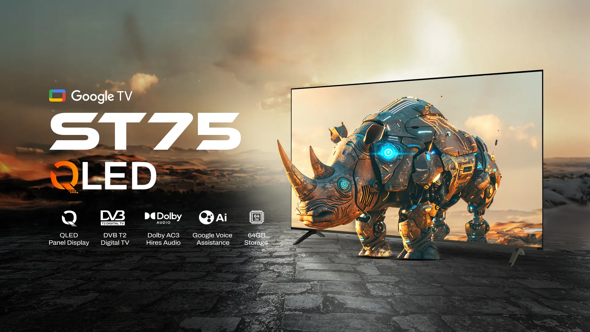 Google TV ST75 QLED SPC Indonesia - Smart TV QLED 75 Inch dengan Google Voice Assistance dan Dolby Audio