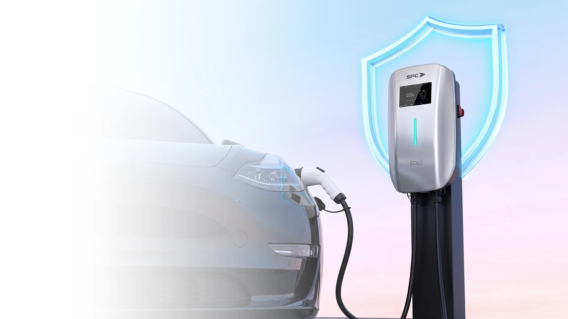 SPC EV Charger WLE112-AC7KW - Fitur Perlindungan Elektrikal Lengkap, IP64 Rating, dan Tombol Darurat Emergency Stop