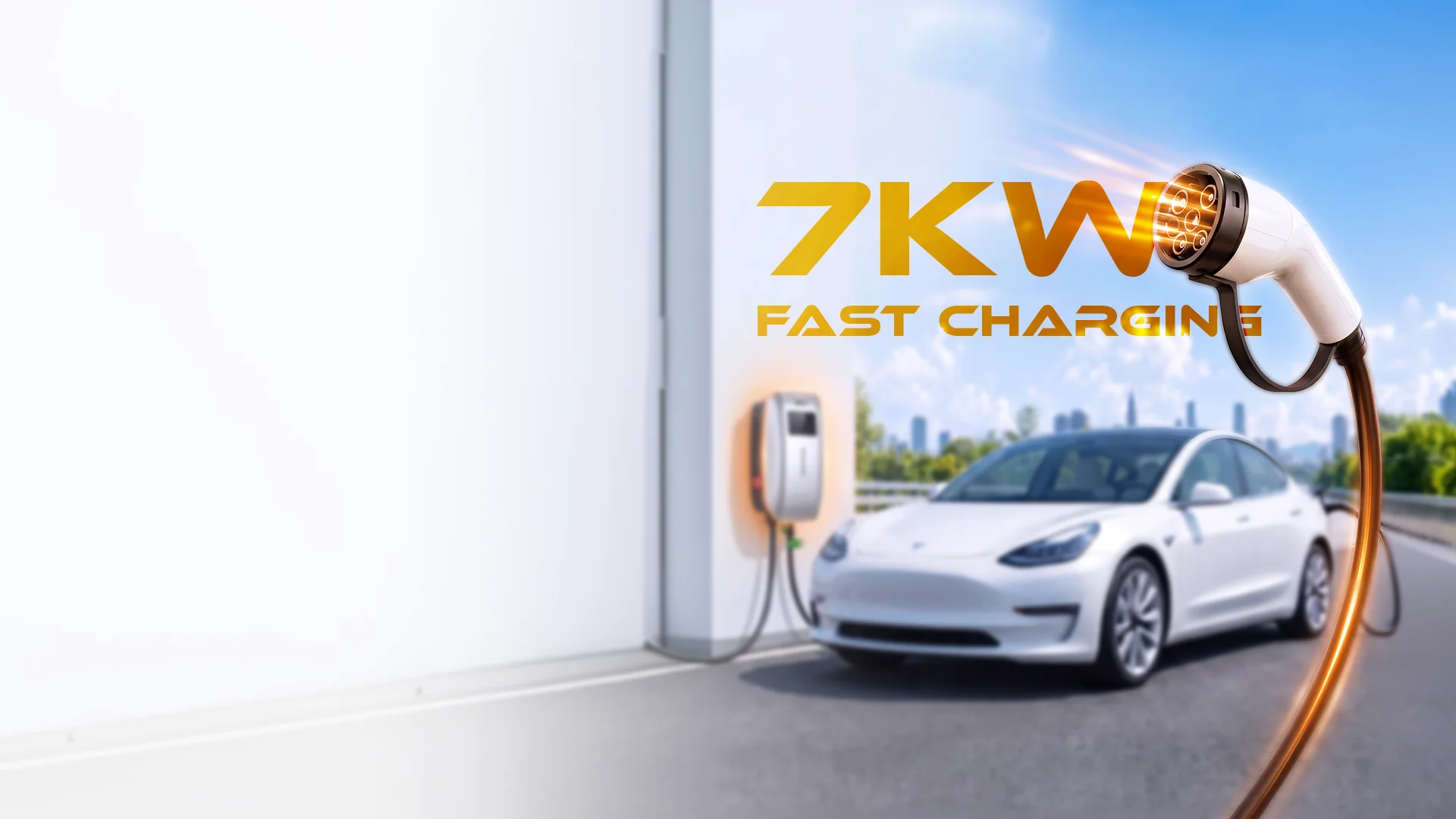 SPC EV Charger 7kW Fast Charging WLE112-AC7KW menggunakan konektor standar IEC 62196-2 Type 2 untuk efisiensi pengisian daya kendaraan listrik